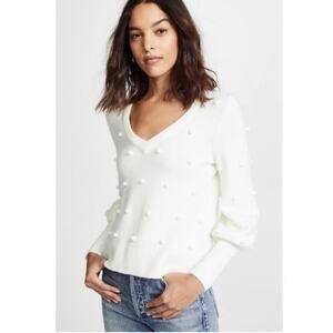 Madewell | Bobble Dashwood V-Neck Sweater in Coziest Yarn Bright Ivory Wool S